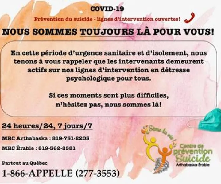Prévention du suicide - lignes d'intervention ouvertes
