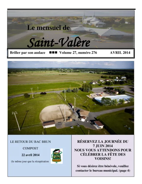Le Mensuel de Saint-Valère Avril 2014