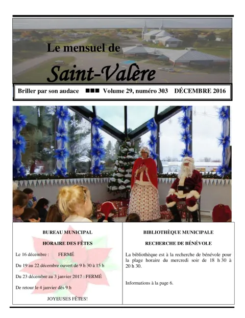 Le Mensuel de Saint-Valère Décembre 2016