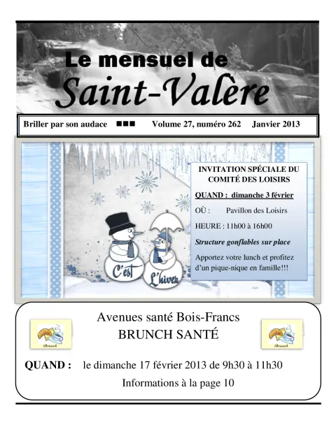 Le Mensuel de Saint-Valère Janvier 2013
