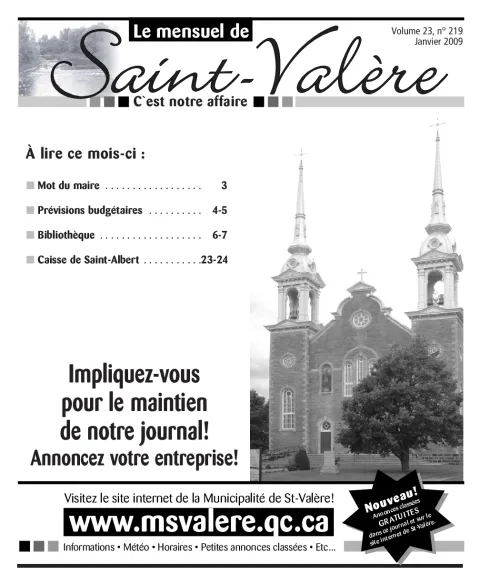 Le Mensuel de Saint-Valère Janvier 2009