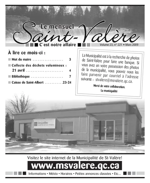 Le Mensuel de Saint-Valère Mars 2009