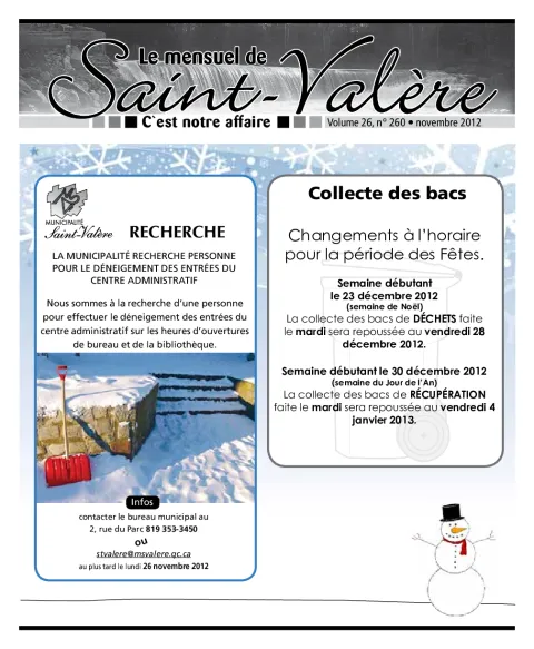 Le Mensuel de Saint-Valère Novembre 2012