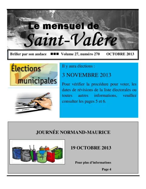 Le Mensuel de Saint-Valère Octobre 2013
