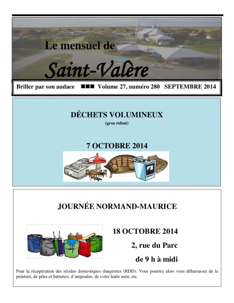 Le Mensuel de Saint-Valère Septembre 2014