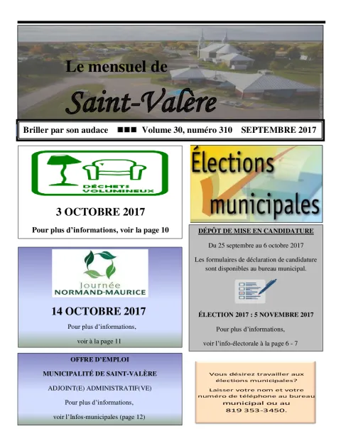 Le Mensuel de Saint-Valère Septembre 2017